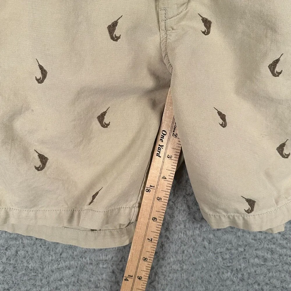 Reyn Spooner Shorts Men's 32 Beige Marlin Fish All Over Embroider 7
